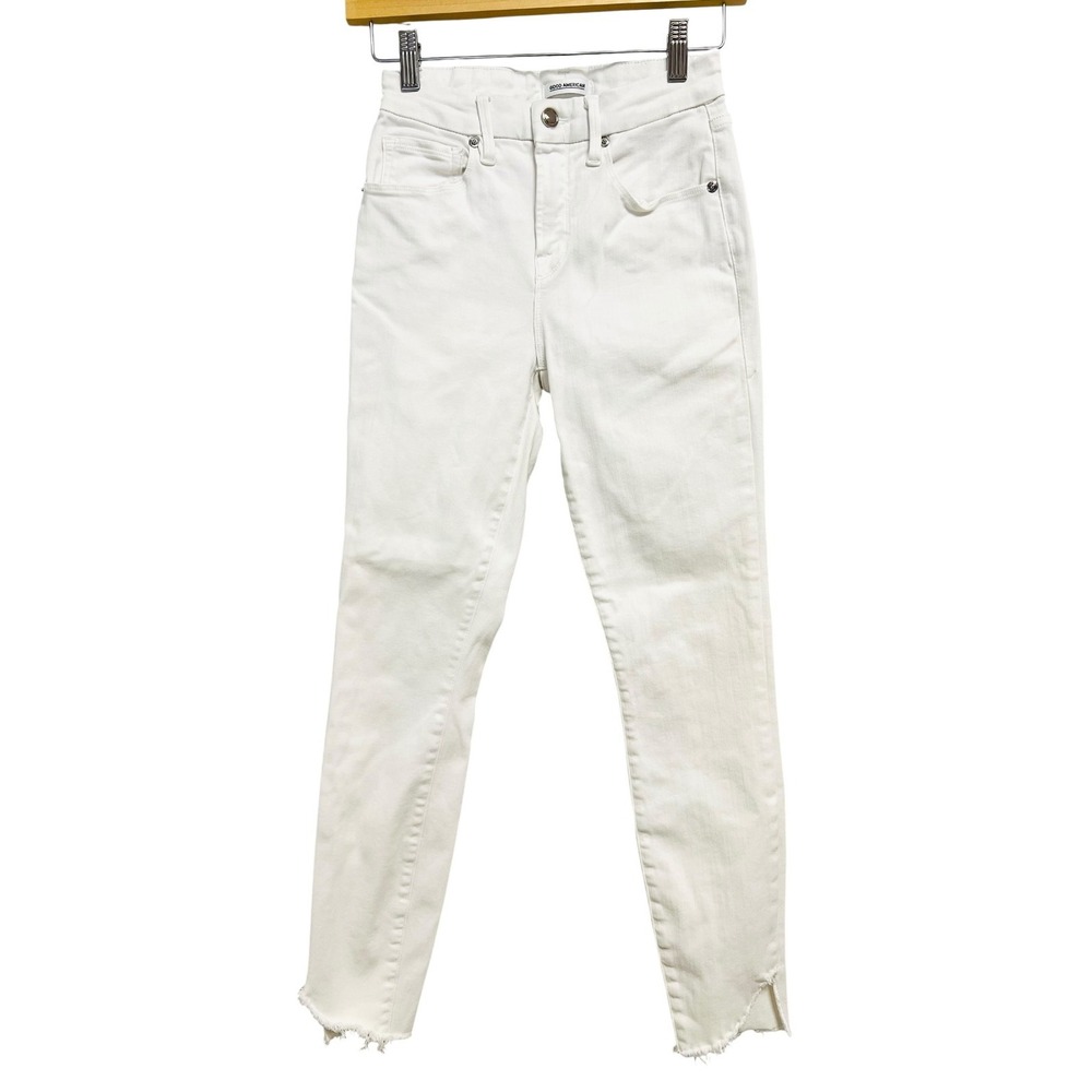 Good American White Ankle Crop Jeans
